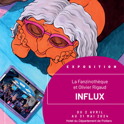 Exposition INFLUX - Tragicomdie du flux visuel au quotidien (peinture et IA) - du 2 avril au 24 juin 2024, Hotel du Dpartement de Poitiers (Fanzinothque / Monomania)